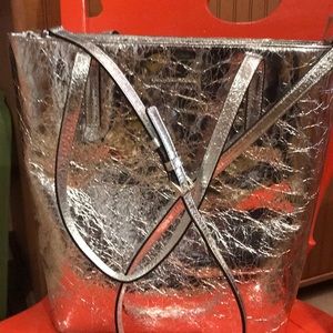 Michael kors silver leather tote “ EMRY” tote.